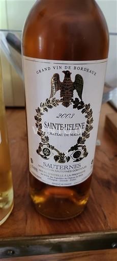 Bordeaux Sauternes Château Malle Sainte-Hélène 2003