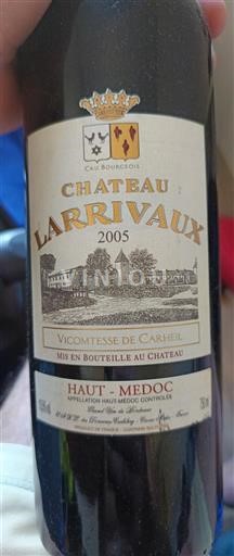 Bordeaux Haut-Médoc Cru Bourgeois Château Larrivaux Vicomtesse de Carheil 2005
