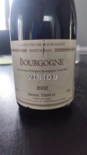 Vin Rouge sec Didier Tripoz 2002 France Bourgogne