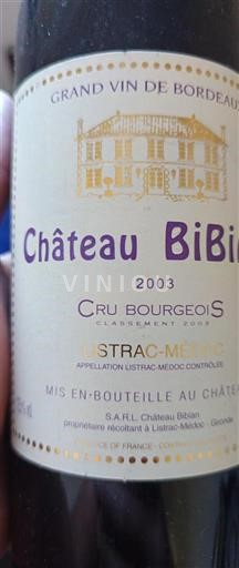 Bordeaux Listrac-Médoc Cru Bourgeois Château Bibian 2003