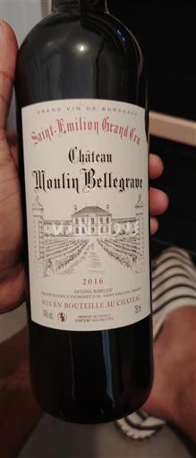 Bordeaux Saint-Émilion Grand Cru Grand Cru Château Moulin Bellegrave 2016