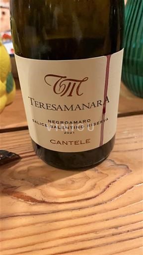 Pouilles Salice Salentino Cantele Teresamanara 2021