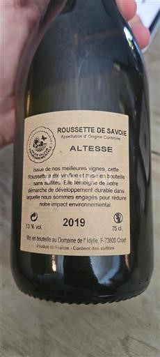 Savoie and Bugey Roussette de Savoie Domaine L'Idylle Altesse 2019
