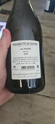 Savoie and Bugey Roussette de Savoie Domaine L'Idylle Naturalis 2020
