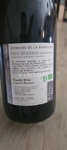 Vale do Loire Fiefs Vendéens Domaine La Barbinière Les Silex 2019