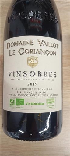 Valle del Rodano Vinsobres Domaine Vallot Le Coriançon 2019