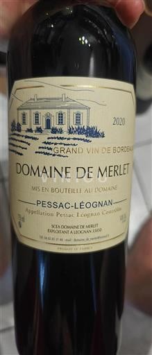 Bordeaux Pessac-Léognan Domaine Merlet 2020