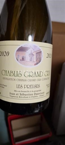 Vin Blanc sec Les Preuses Jean et Sébastien Dauvissat 2020 France Bourgogne Chablis grand cru Grand Cru