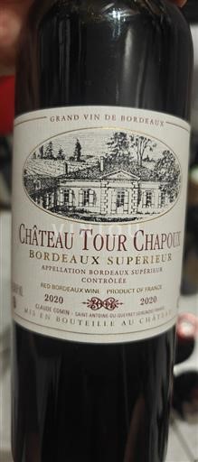 Bordeaux Bordeaux supérieur Château Tour Chapoux 2020
