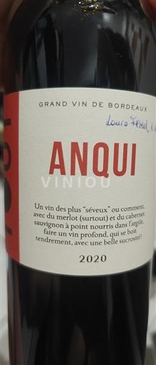 Bordeaux Blaye-Côtes-de-Bordeaux Vignerons de Tutiac ANQUI 2020