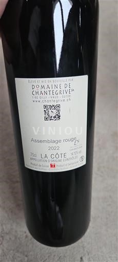 Vaud La Côte AOC Domaine Chantegrive Assemblage rouge 2022