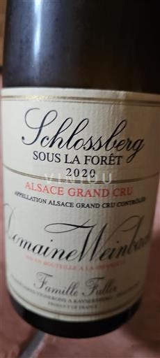 Alsácia Alsácia Grand Cru Grand Cru Domaine Weinbach Schlossberg Sous la Forêt 2020