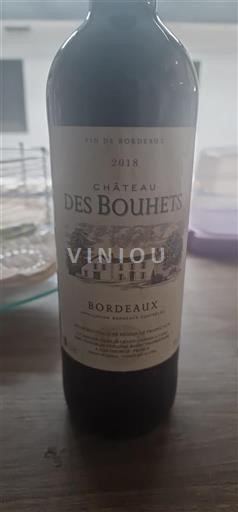 Vin Rouge sec Château Des Bouhets 2018 France Bordeaux AOC