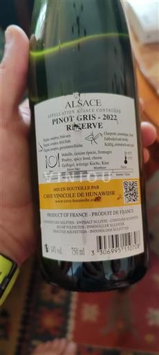 Alsace Grand Cru Cave Vinicole de Hunawihr Réserve 2022