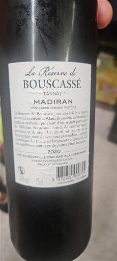 Sud-Ouest Madiran Château Bouscassé La Réserve de Bouscassé 2020