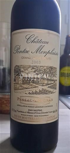 Bordeaux Pessac-Léognan Château Pontac Monplaisir 2003