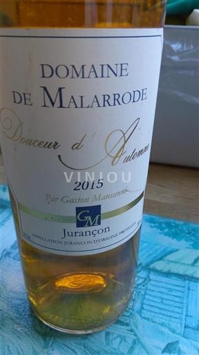 Lounais-Ranska Jurançon Domaine Malarrode Douceur d'Automne 2015