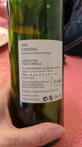 Vin Rouge sec Vinification Traditionnelle Domaine Des Caves Rocbère 2020 France Languedoc Corbières