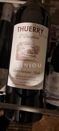 Provenza, bassa valle del Rodano, Corsica Coteaux del Verdon Thuerry L'Exception 2015