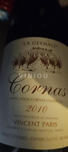 Údolí Rhôny Cornas Vincent Paris La Geynale 2010