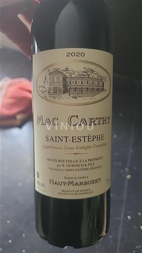 Bordeaux Saint-Estèphe Haut-Marbuzet Mac Carthy 2020