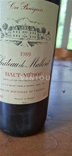 Bordeaux Haut-Médoc Cru Bourgeois Château Malleret 1989