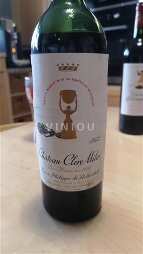 Bordeaux Pauillac Grand Cru Château Clerc Milon 1972