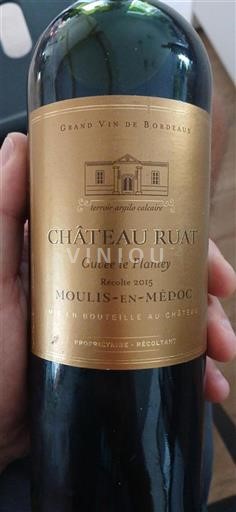 Vin Rouge sec Cuvée le Plantey Château Ruat 2015 France Bordeaux Moulis-en-Médoc AOC