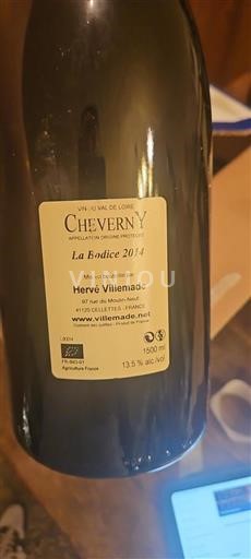 Vin Blanc sec La Bodice Hervé Villemade 2014 France Vallée de la Loire Cheverny bio