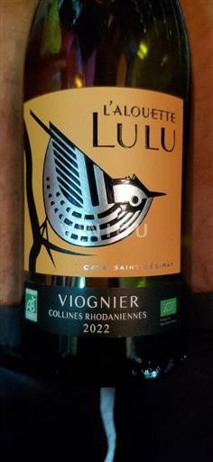 Vin Blanc sec L'Alouette Lulu Cave Saint-Désirat 2022 France Alpes et pays Rhodaniens Collines rhodaniennes bio
