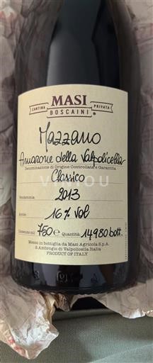 Benátsko Amarone della Valpolicella Masi Mazzano 2013