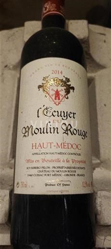 Bordéus Haut-Médoc Château Moulin Rouge L'Écuyer du Moulin Rouge 2014