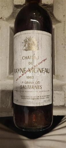 Bordeaux Sauternes Premier Grand Cru Château Rayne Vigneau 1983