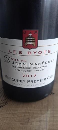 Bourgogne Mercurey Premier Cru Domaine Jean Maréchal Les Byots 2017