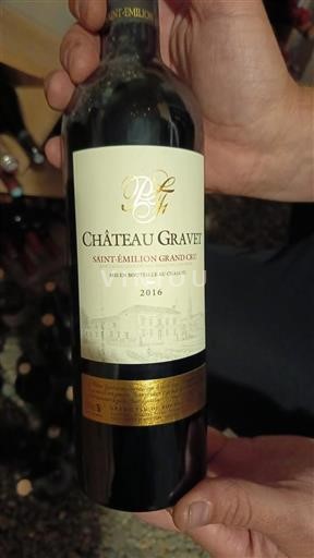 Vin Rouge sec Château Gravet 2016 France Bordeaux Saint-Émilion Grand Cru Grand Cru