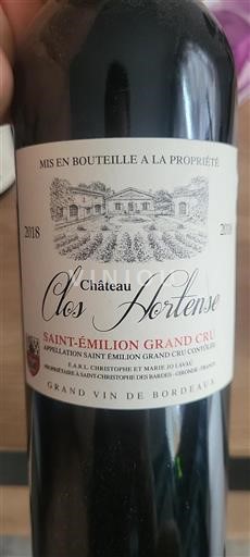 Bordeaux Saint-Émilion Grand Cru Grand Cru Château Clos Hortense 2018