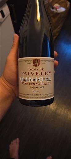 Vin Rouge sec Clos des Myglands Monopole Faiveley 2022 France Bourgogne Mercurey AOC Premier Cru