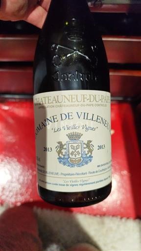 Vin Rouge sec Les Vieilles Vignes Domaine Villeneuve 2013 France Vallée du Rhône Châteauneuf-du-pape AOC