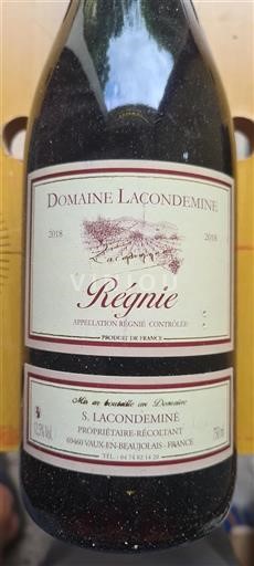 Beaujolais Régnié Domaine Lacondemine 2018