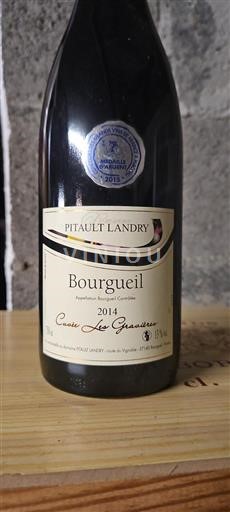 Vin Rouge sec Les Gravières Pitaul Landry 2014 France Vallée de la Loire Bourgueil AOC
