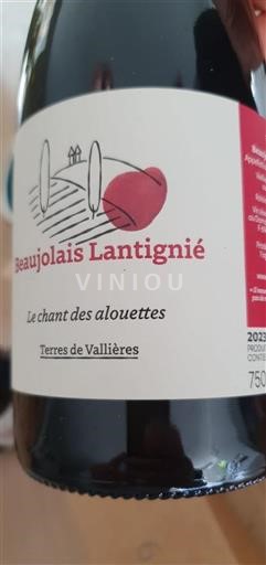 Vin Rouge sec Le chant des alouettes Terres de Vallières 2023 France Beaujolais