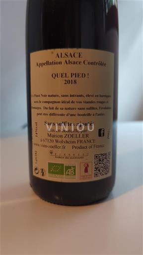Alsace Grand Cru Maison ZOELLER QUEL PIED! 2018