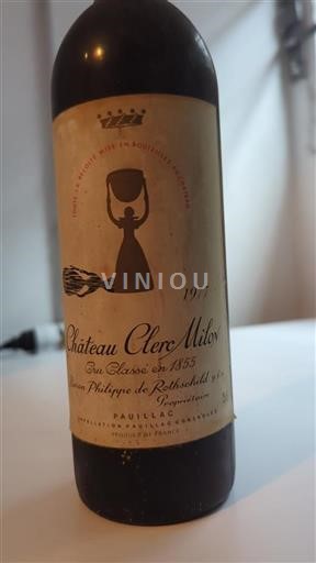 Bordeaux Pauillac Grand Cru Château Clerc Milon 1977