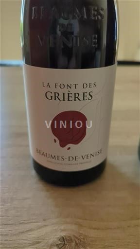 Vin Rouge sec La Font des Grières 2021 France Vallée du Rhône Beaumes de Venise AOC