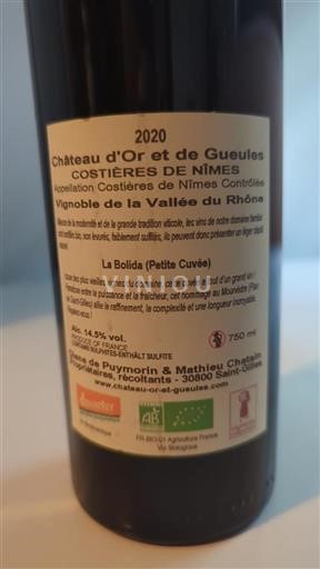 Rhônedalen Costières-de-Nîmes Château Or et de Gueules La Bolida (Petite ) 2020