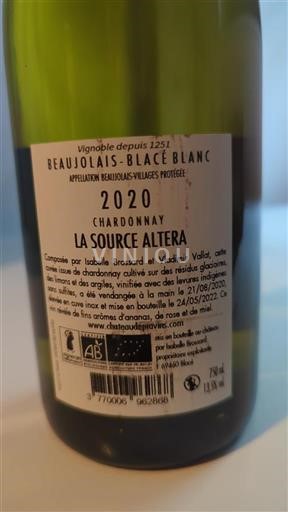 Beaujolais Beaujolais Villages Château Pravins La Source Altera 2020