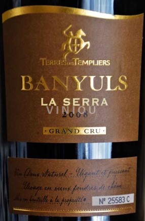 Roussillon Banyuls Grand Cru Terres des Templiers La Serra 2008