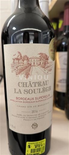 Bordeaux Bordeaux supérieur Château La Soulege 2016