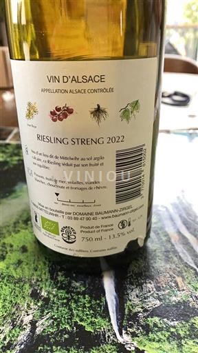 Alsacia Grand Cru Domaine Baumann-Zirgel Riesling Streng 2022