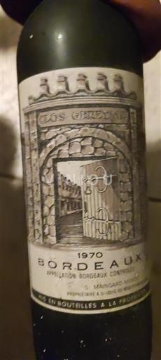 Vin Rouge sec Clos Gereyme 1970 France Bordeaux AOC